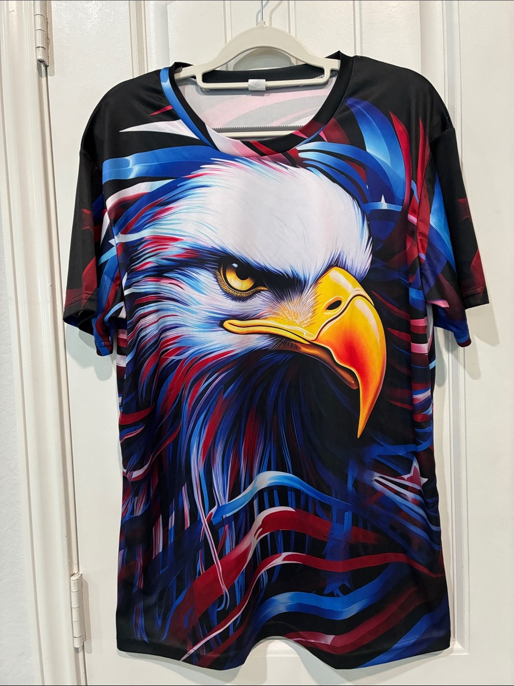 Round Neck Striped Multicolor Top — Blue, Pink & Red Accents